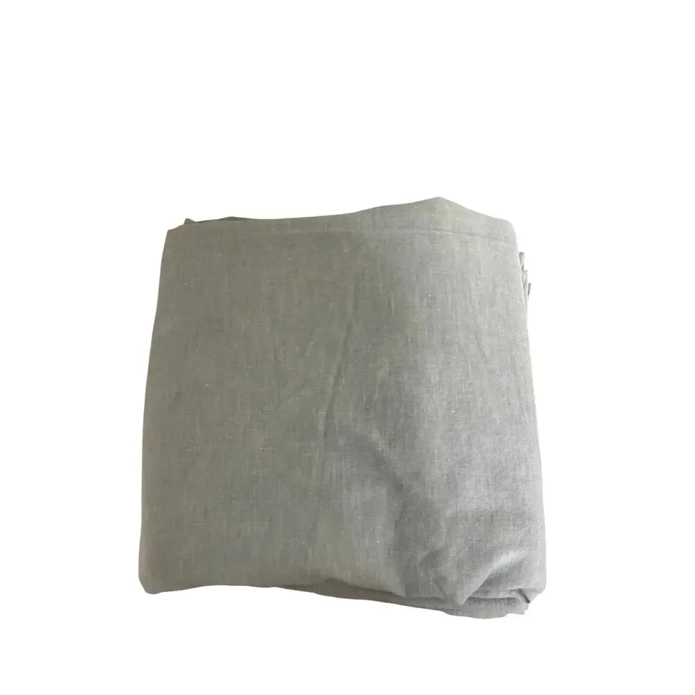 West Elm Hemp Cotton Blend Flat Sheet King Light Gray Chambray 108x102